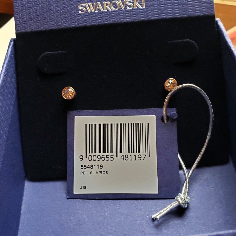 New in Box (NIB) Swarovski Harley Silk Rose Gold Stud Earrings 5548119